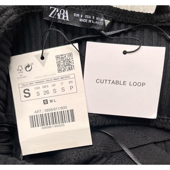 NWT Zara Black Ribbed Cutout Halter Neck Bodysuit, Size Small - Picture 10 of 12